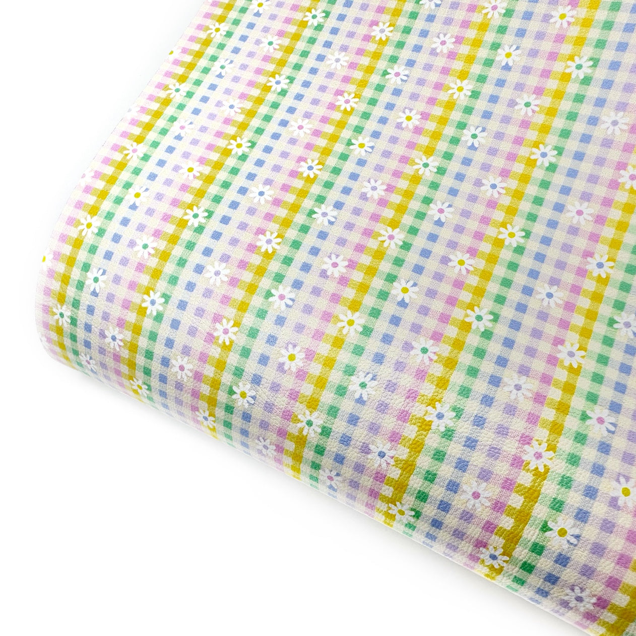 Rainbow Check Daisy Premium Faux Leather Fabric Sheets