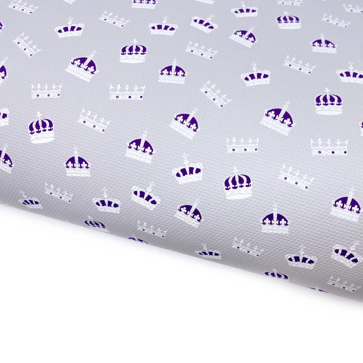 Silver & Purple Crowns Lux Premium Printed Bow Fabric
