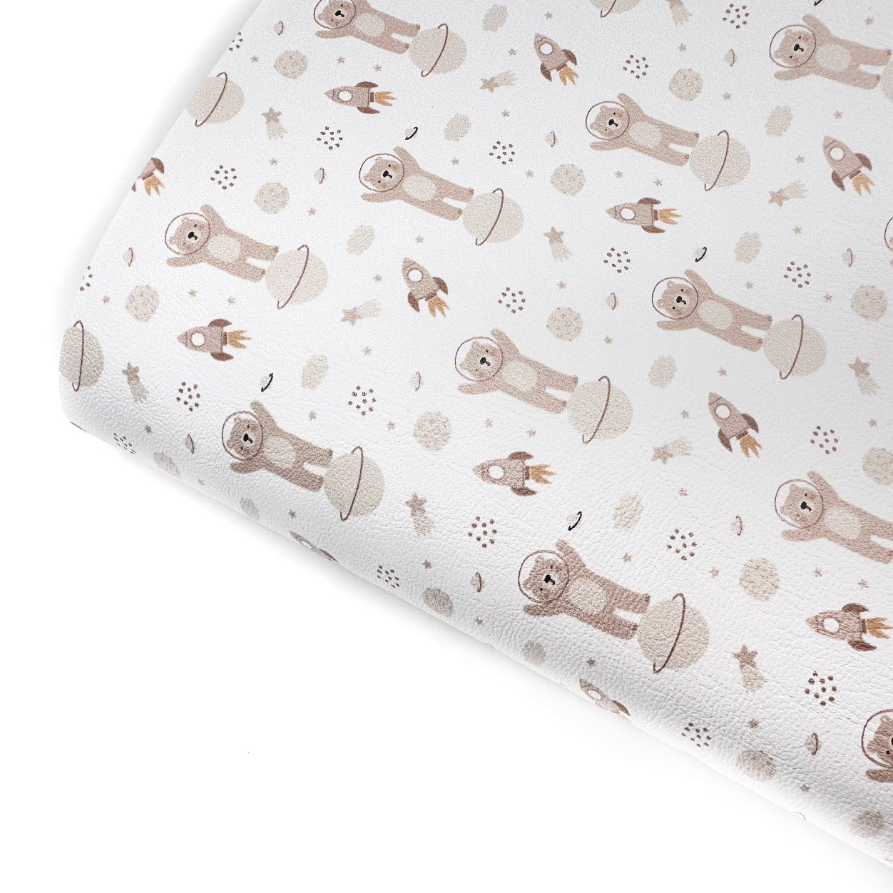 Teddy in Space Premium Faux Leather Fabric Sheets