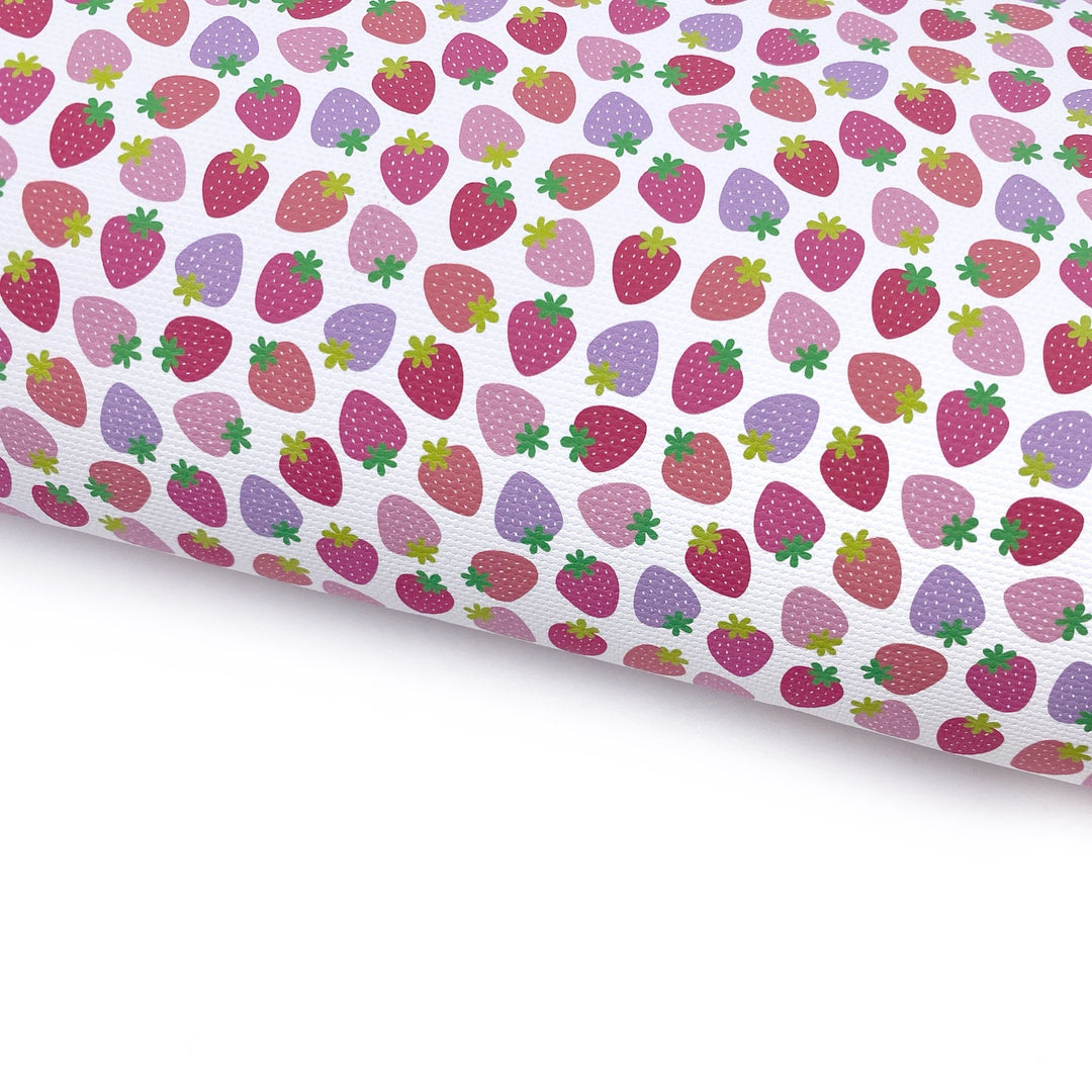 Sweet Strawberries Mini Lux Premium Printed Bow Fabric