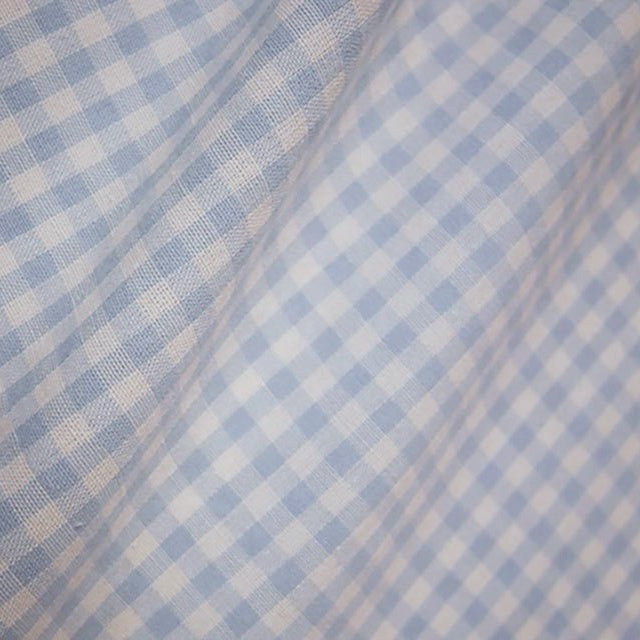 Sky Blue 1/4'' Gingham Cotton Fabric