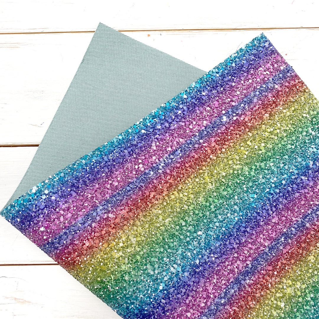 Singing a Rainbow Silver Lux Premium Chunky Glitter Fabric