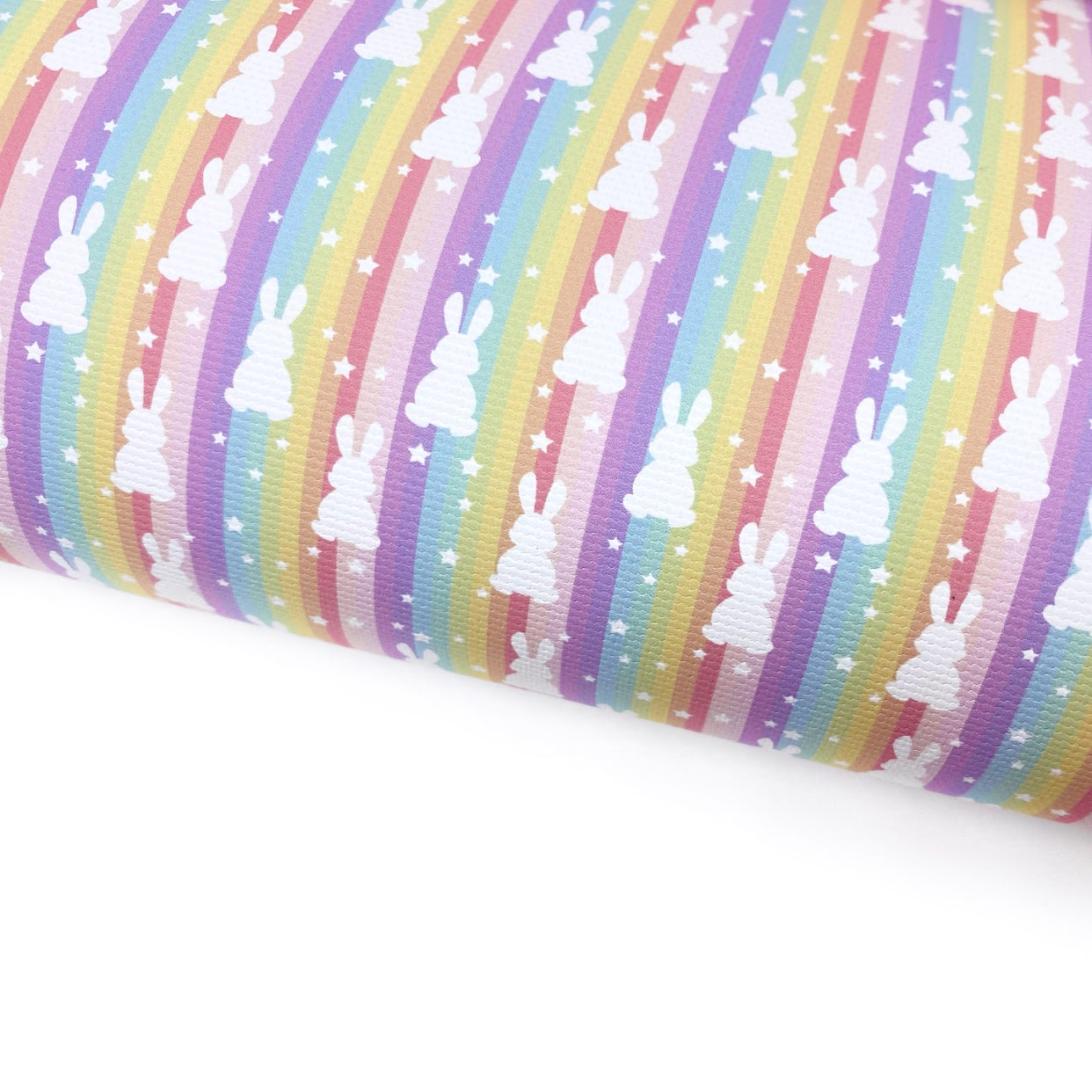 Rainbow Bunny Stripe Lux Premium Printed Bow Fabrics