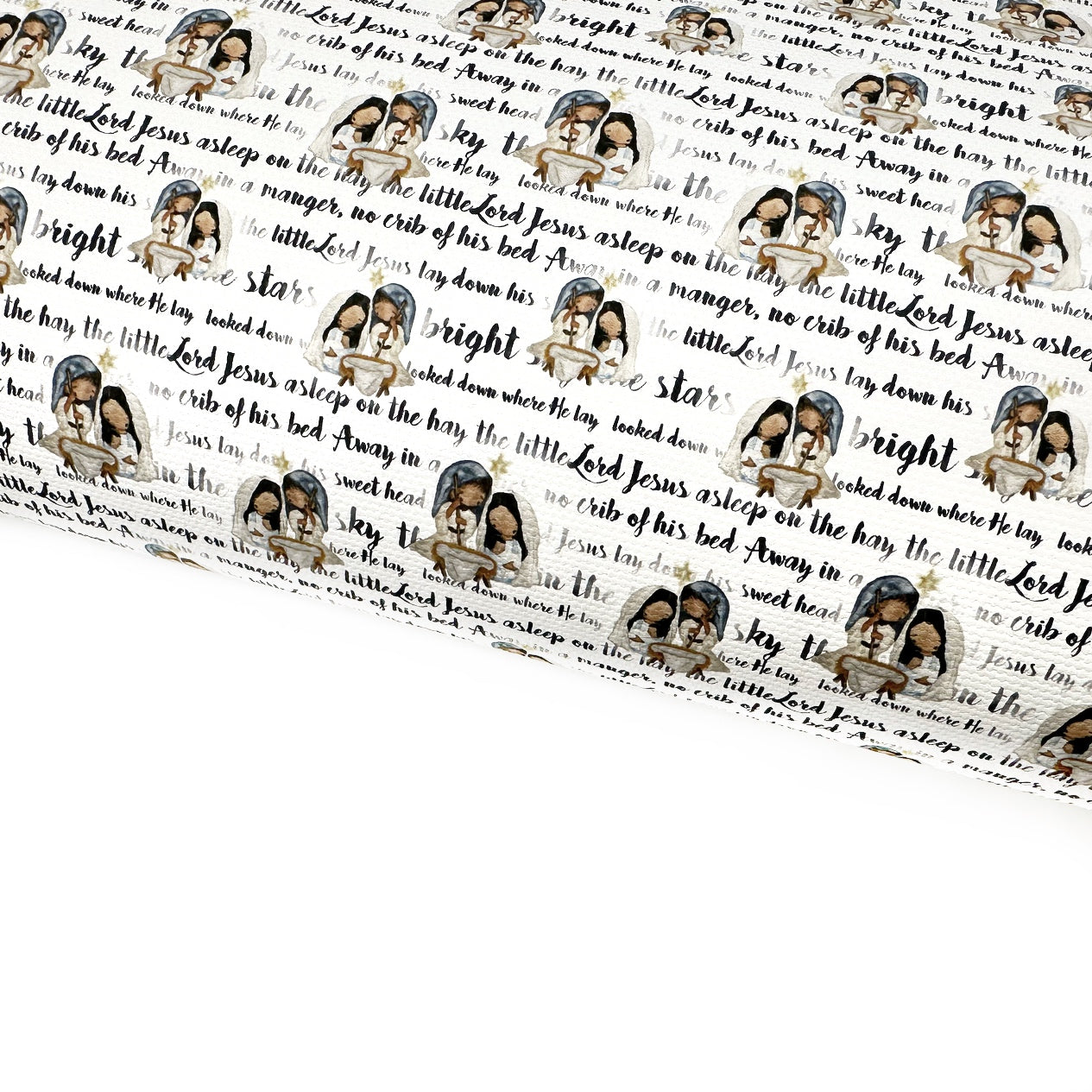 Away in a Manger Scripted Lux Premium Canvas Bow Fabrics