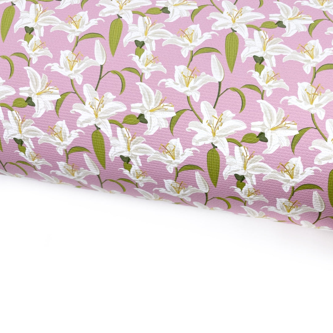 Mums Favourite Lillies Floral Lux Premium Printed Bow Fabric