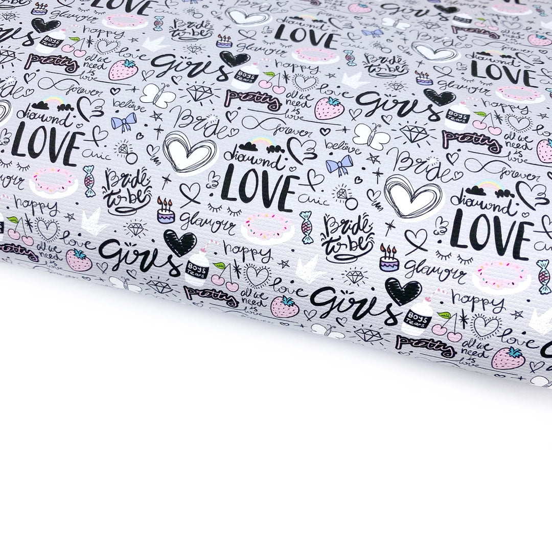 All things Bridal Grey Lux Premium Printed Bow Fabric