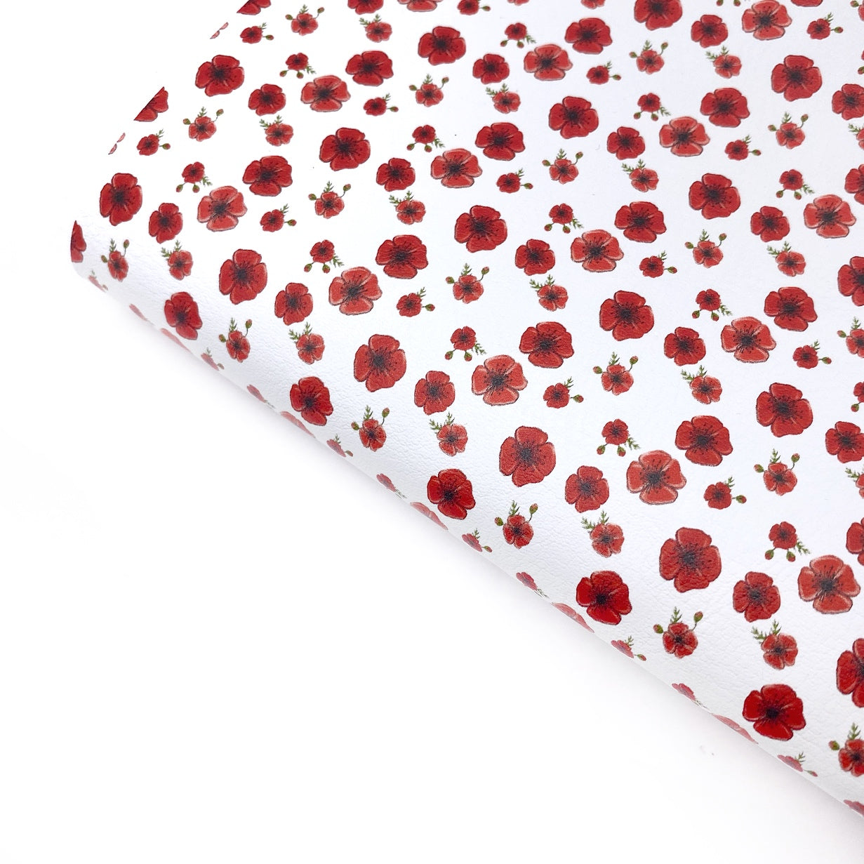Scattered Poppies Premium Faux Leather Fabric Sheets