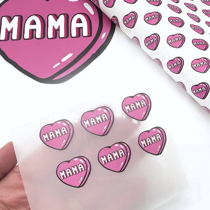 Exclusive Mama Candy Heart HTV Bow Transfers