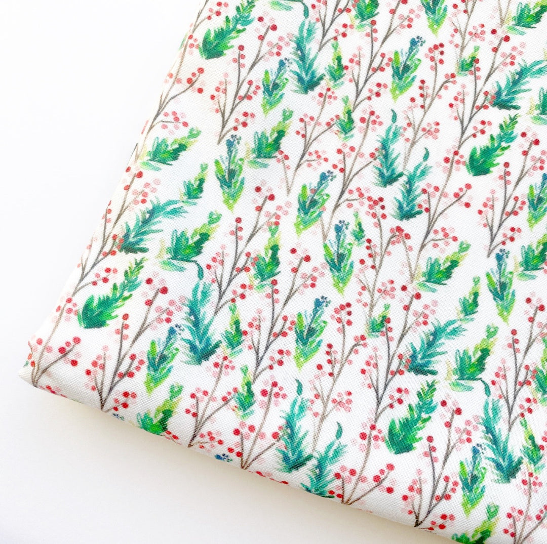 Pine Berry White Artisan Fabric Felt