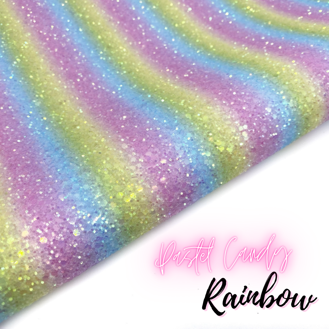Pastel Candy Rainbow Lux Premium Chunky Glitter Fabric