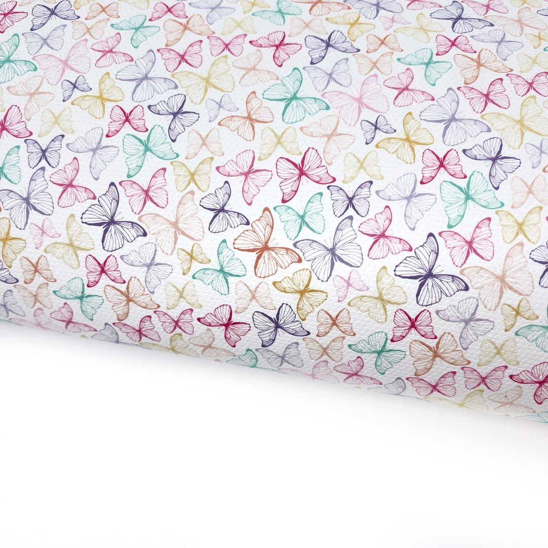 Coloured Butterflies Lux Premium Printed Bow Fabric