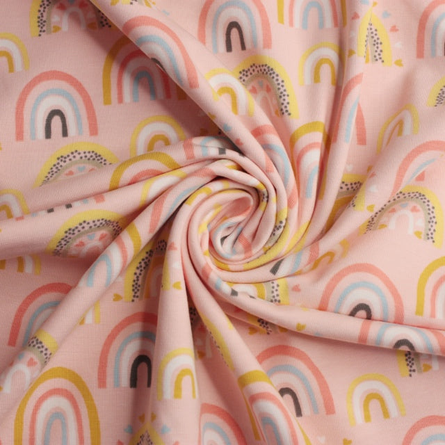 Peach Rainbow Doodles Cotton Jersey