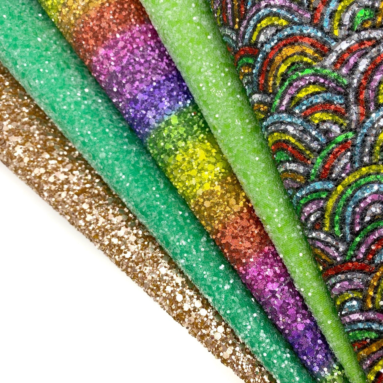 At the end of the Rainbow Premium Chunky Glitter Fabric Collection- 5 colours
