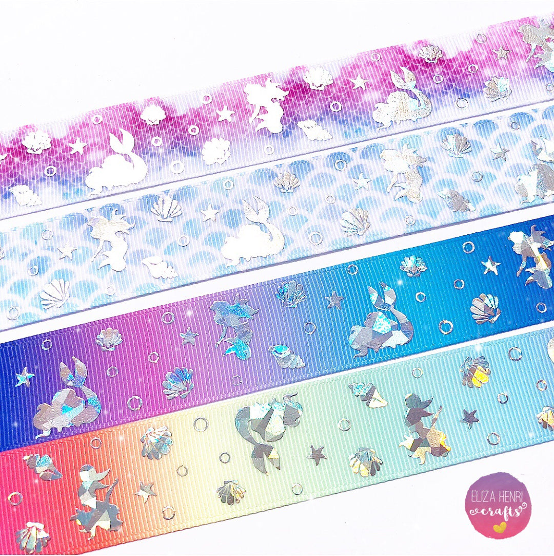 New Holographic Mermaid Grosgrain Ribbon 25mm