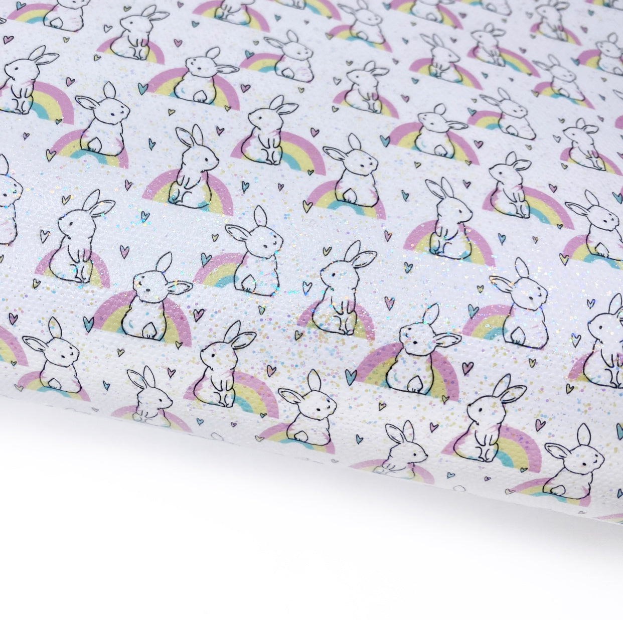 Rainbow Bunny Tails Lux Premium Printed Bow Fabrics