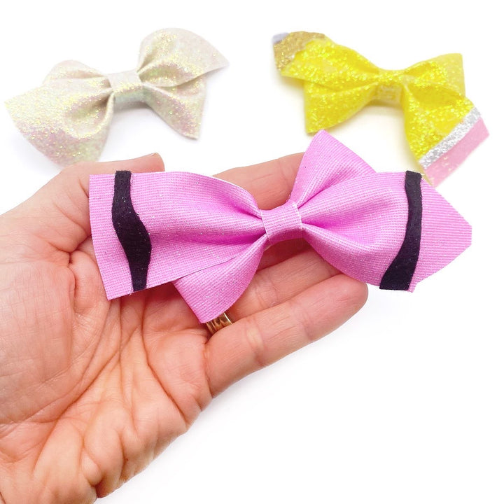 Exclusive Garnet Crayon 3.5” Pinch Bow Hair Template