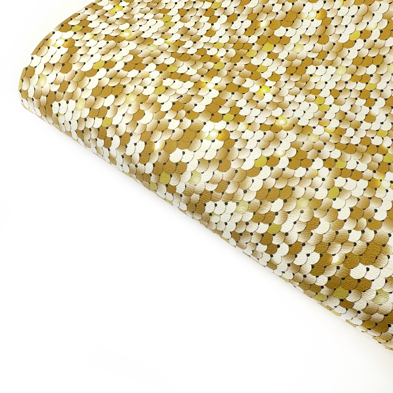 Pale Gold Sequins Premium Faux Leather Fabric Sheets