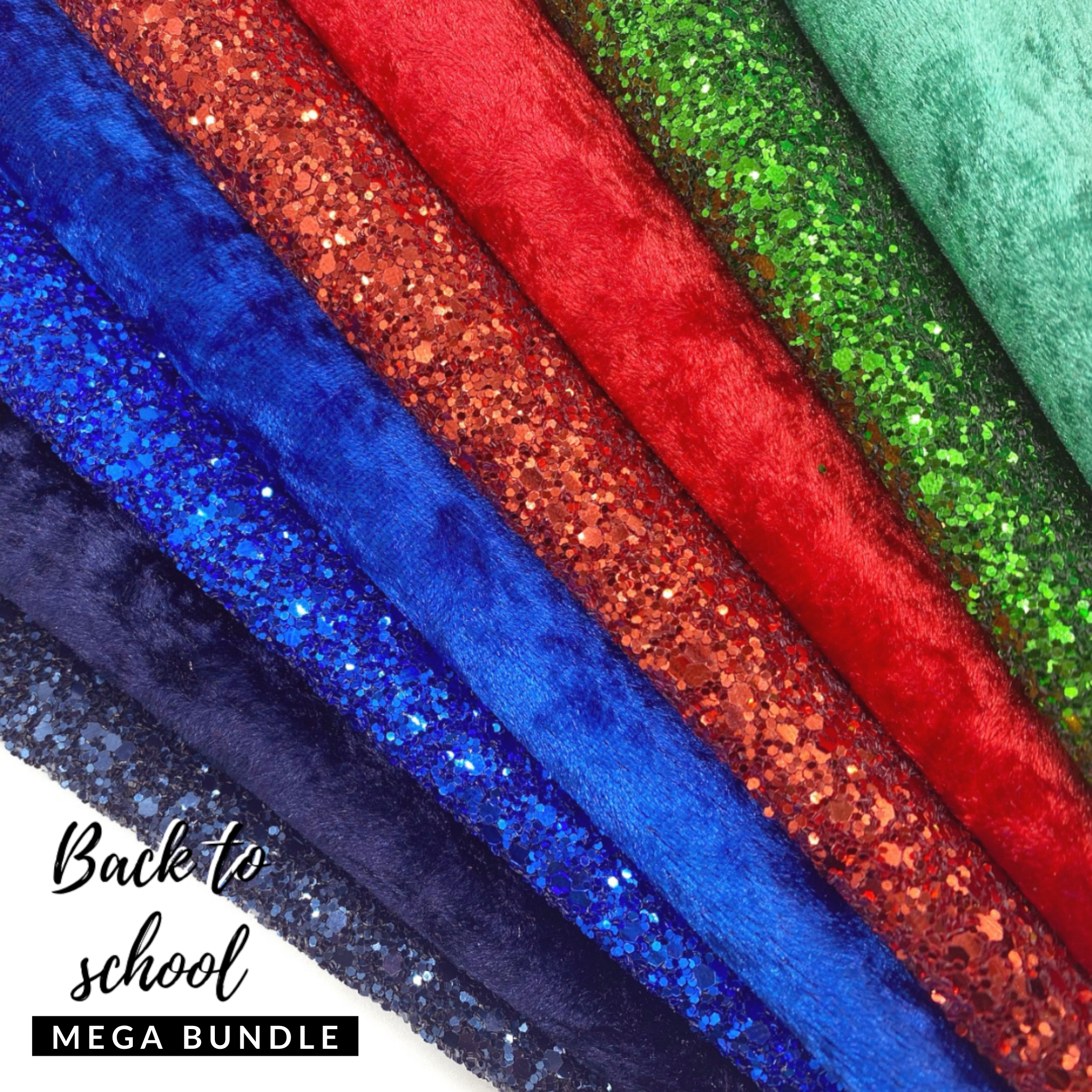 Premium Lux Back to School 'Velvitter' Chunky Glitter & Velvet collection- 4 Core Colours