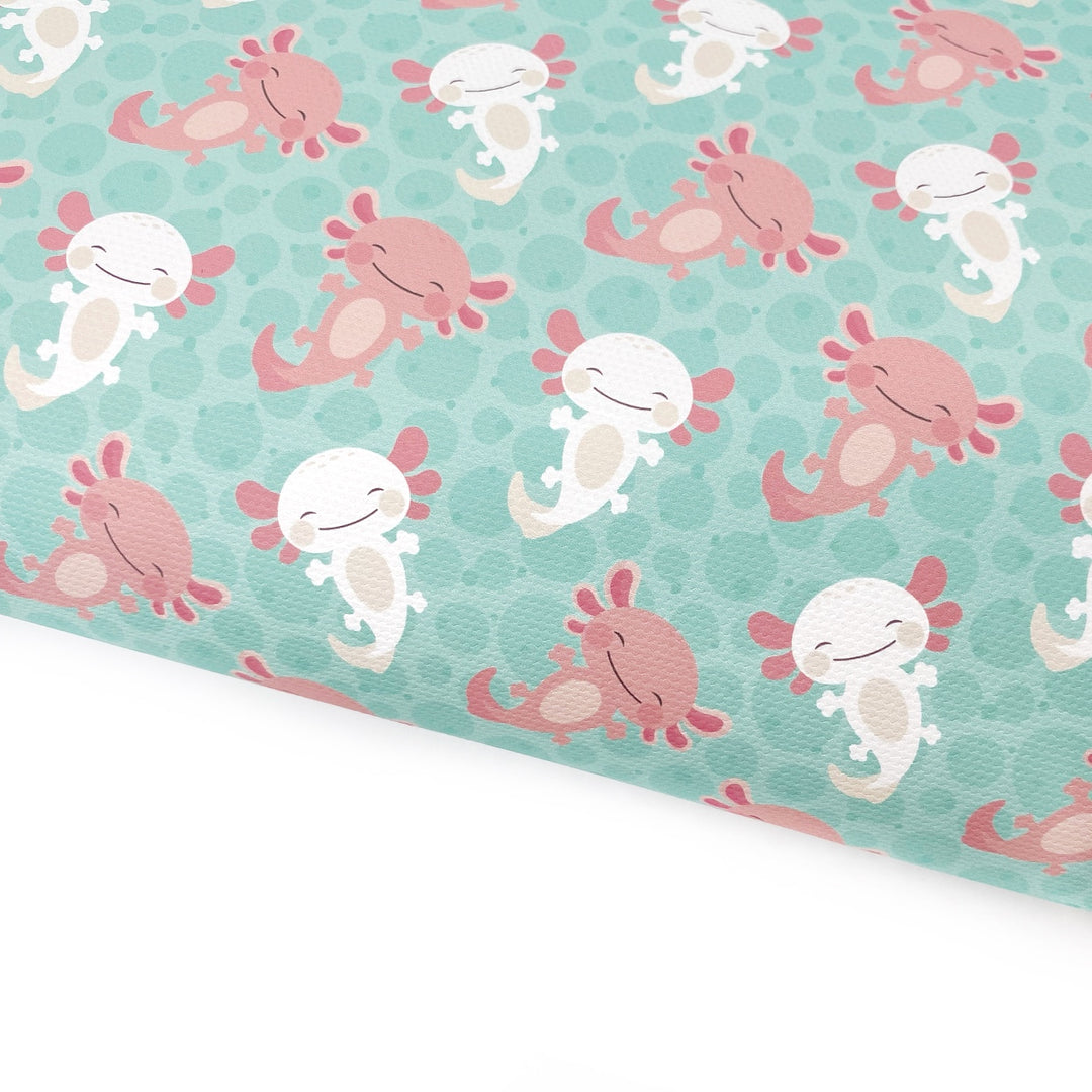 Aqua Axolotl Lux Premium Printed Bow Fabric