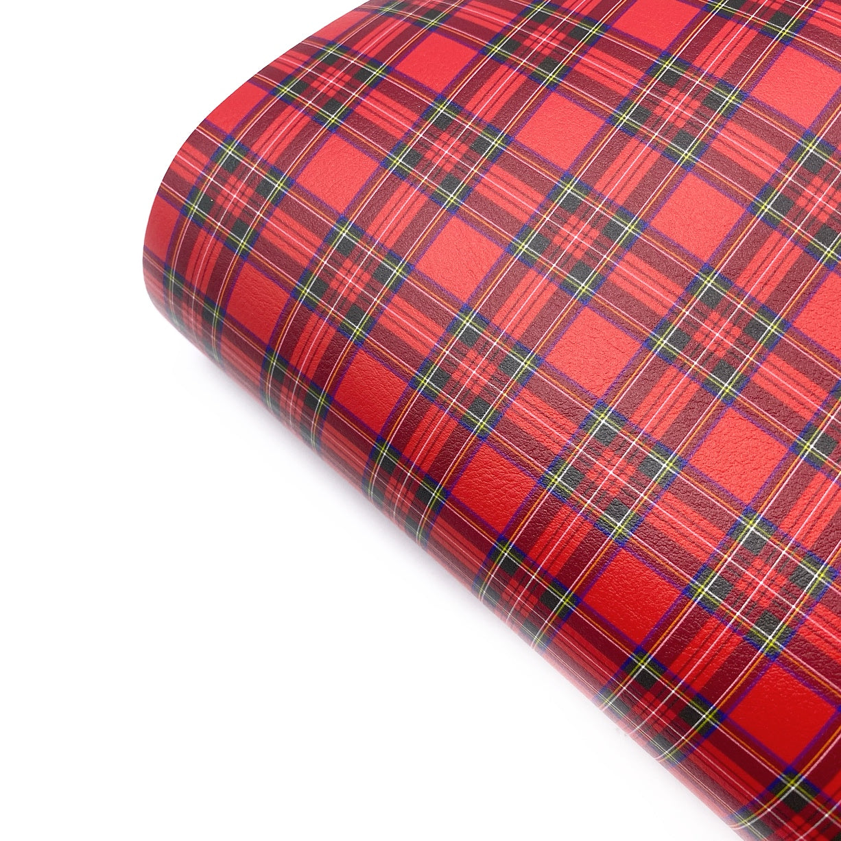 red tartan christmas faux leather