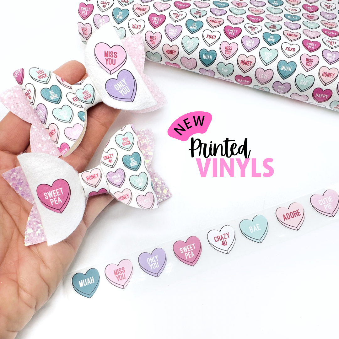 Exclusive Mini Candy Hearts HTV Bow Transfers