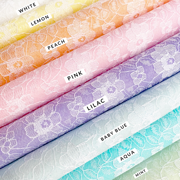 Felt backed Floral Pastel Lace Fabrics