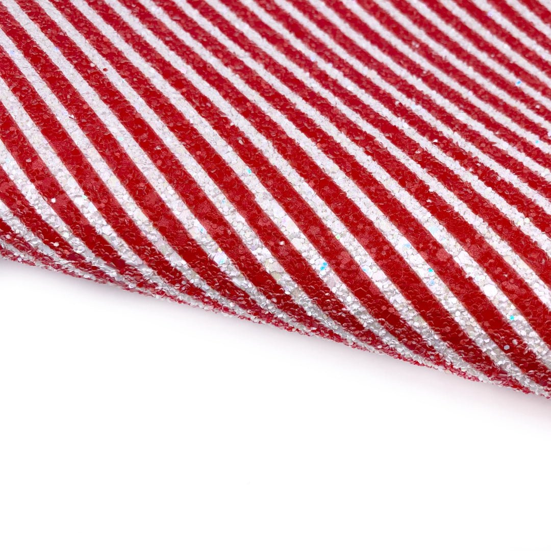 Candy Canes Lux Premium Chunky Glitter Fabric