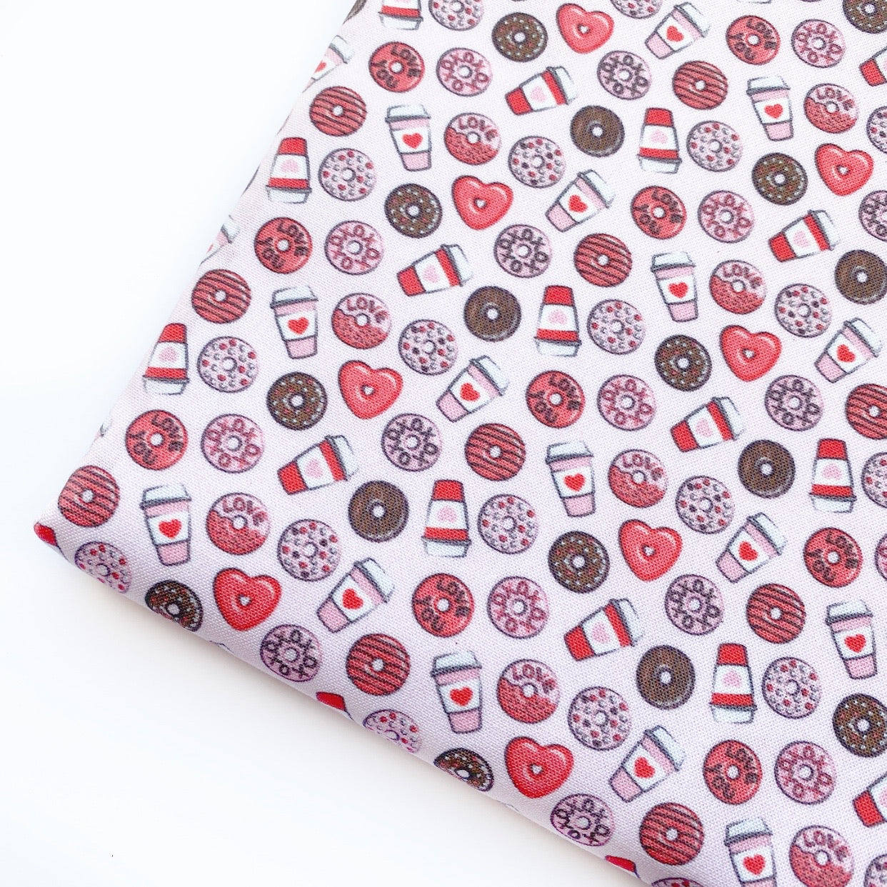 Loved Up Donuts Pink/Red Artisan Fabric Felt