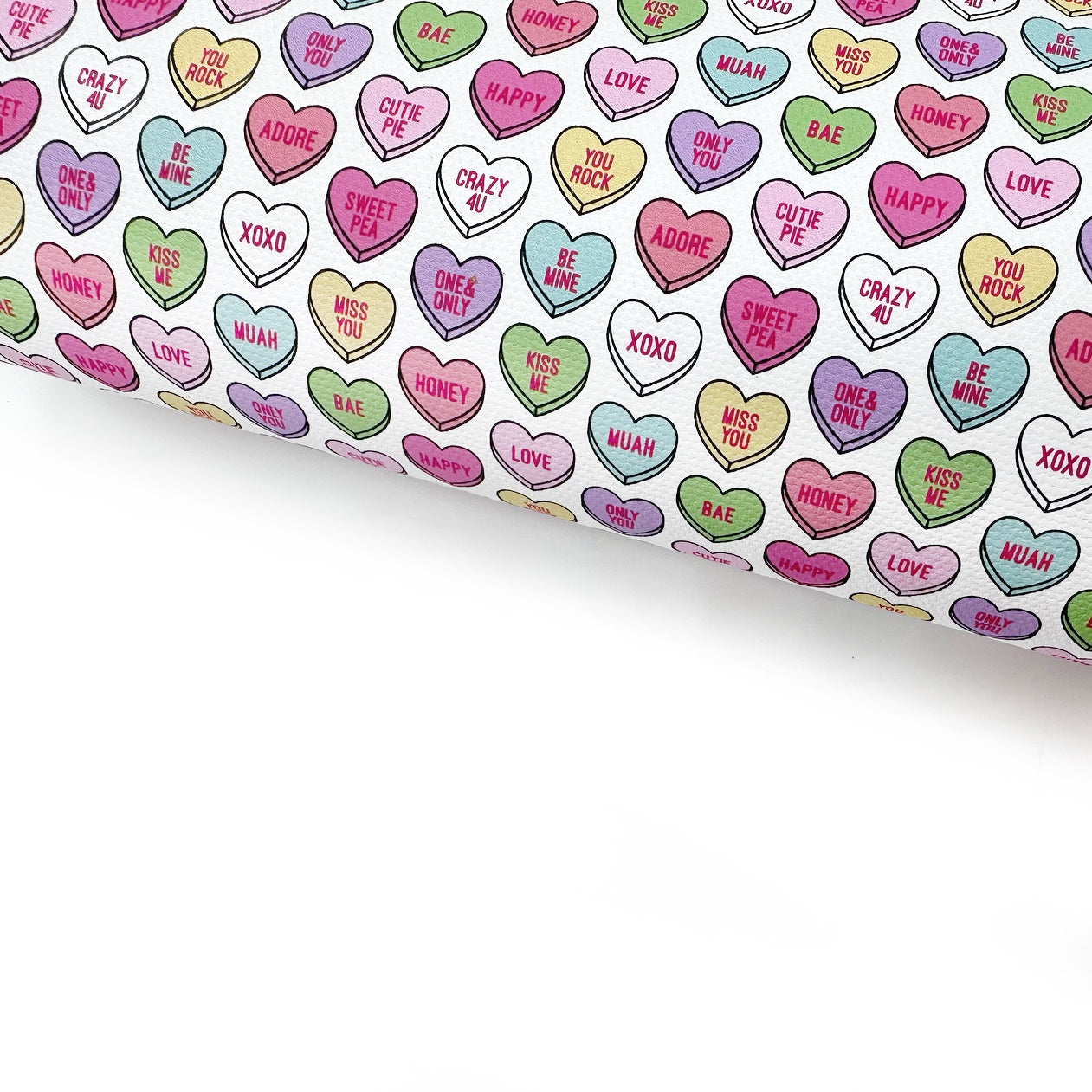 Rainbow Conversation Candy Hearts Lux Premium Canvas Bow Fabrics