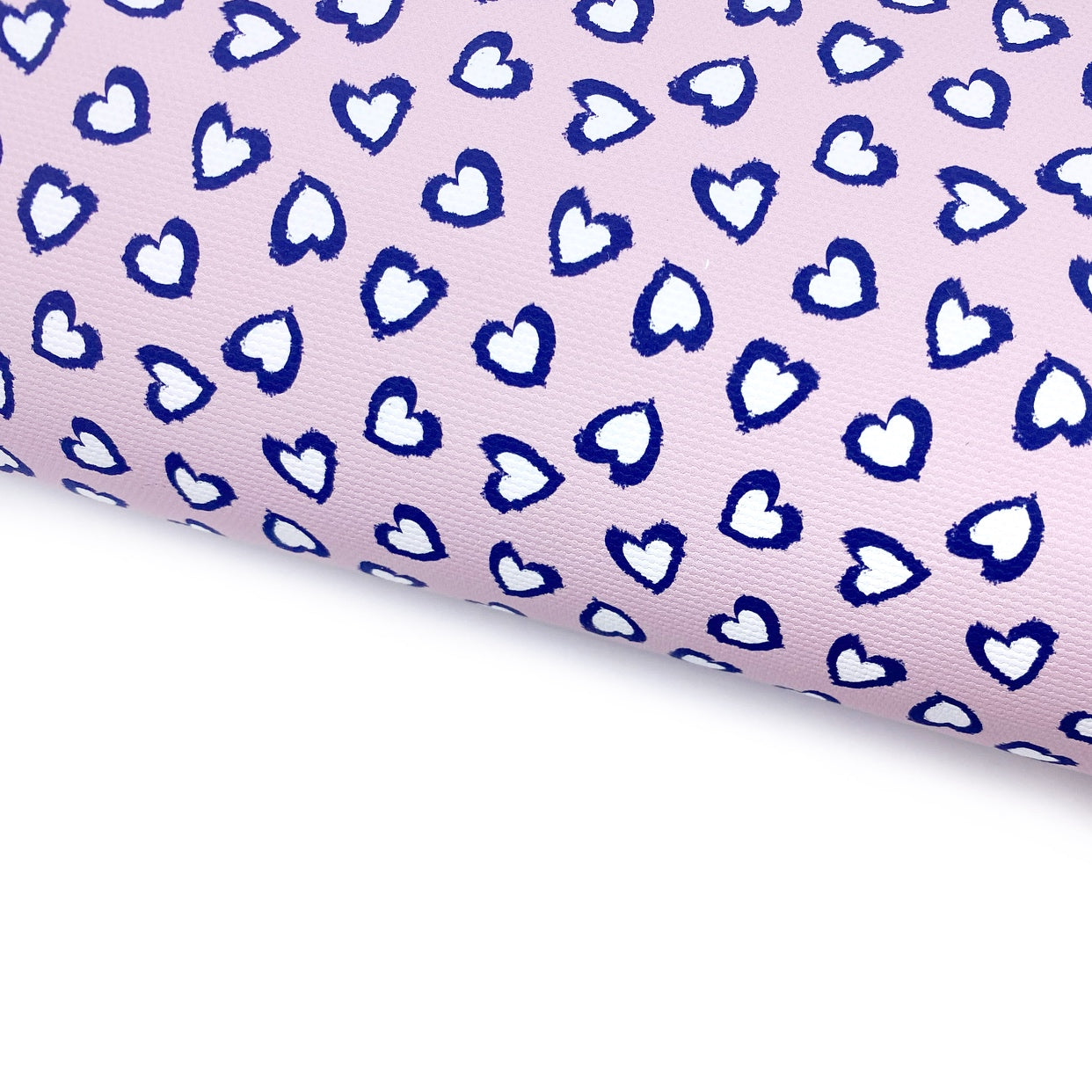Pink & Navy Leopard Love Hearts Lux Premium Printed Bow Fabric