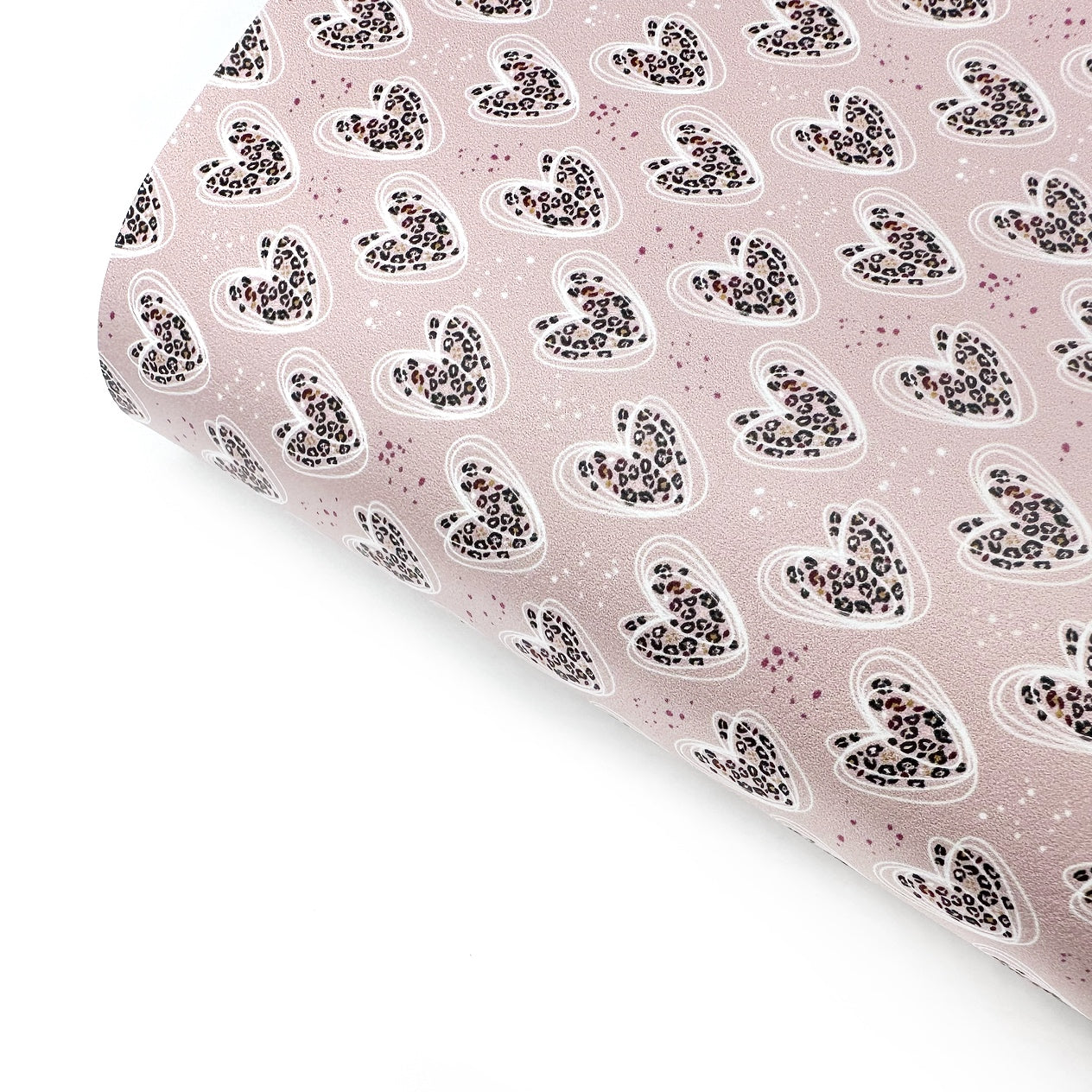 Leopard Hearts Premium Faux Leather Fabric Sheets