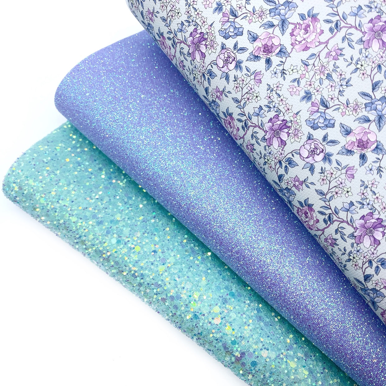 Mint & Lilac Floral Lux Premium Printed Bow Fabric