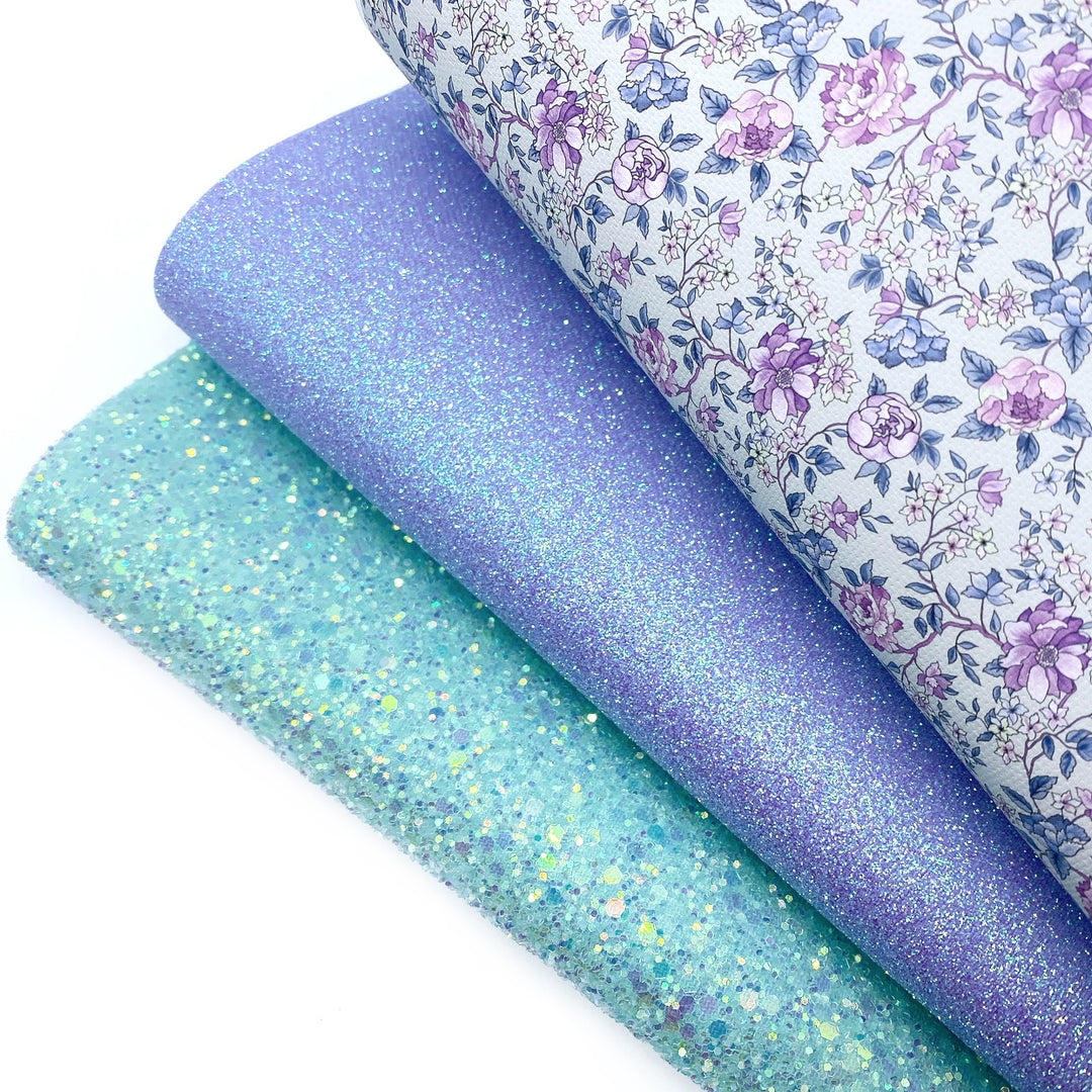 Mint & Lilac Floral Lux Premium Printed Bow Fabric