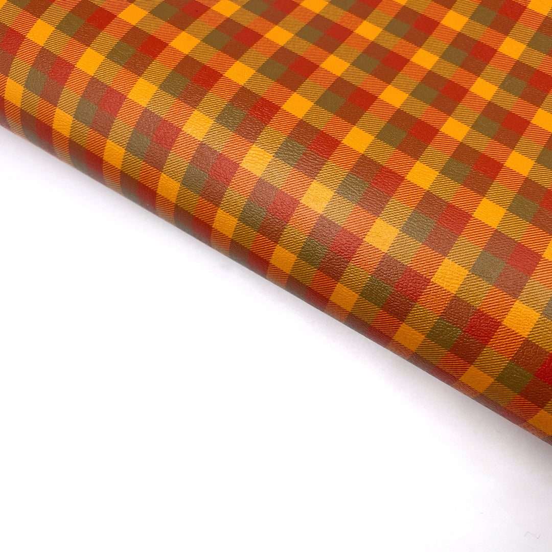 Bonfire Tartan Check Premium Faux Leather Fabric Sheets