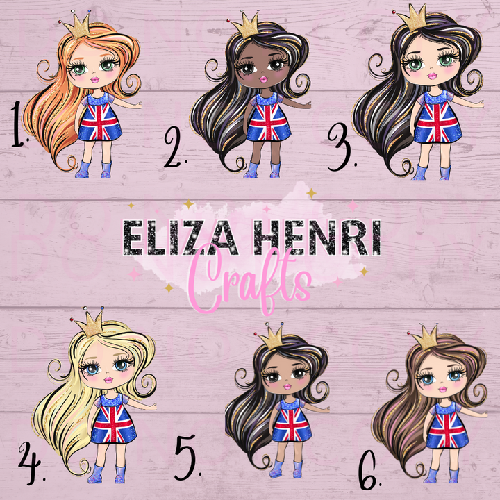 Union Jack Coronation Girls DTF Full Colour Iron on T Shirt Transfers