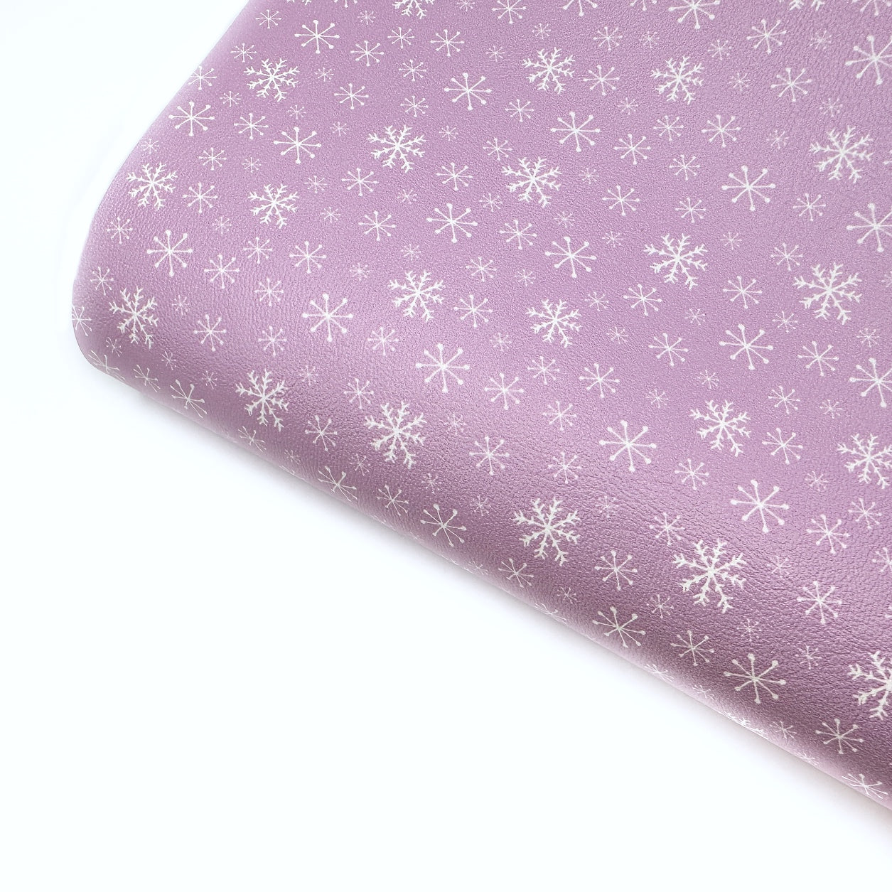 Soft Purple Falling Snowflakes Premium Faux Leather Fabric Sheets