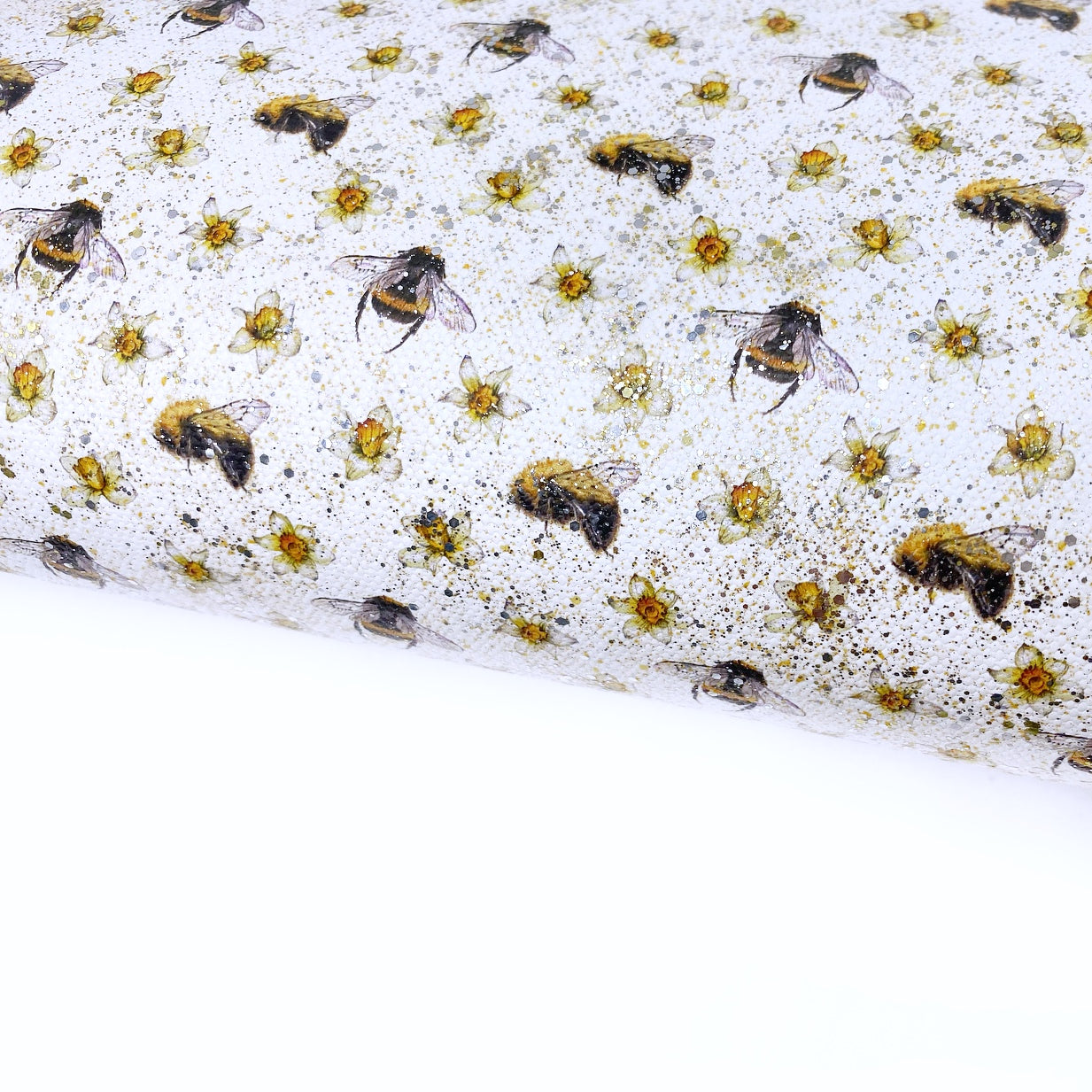 Daffodils & Bees Classic Lux Premium Printed Bow Fabric