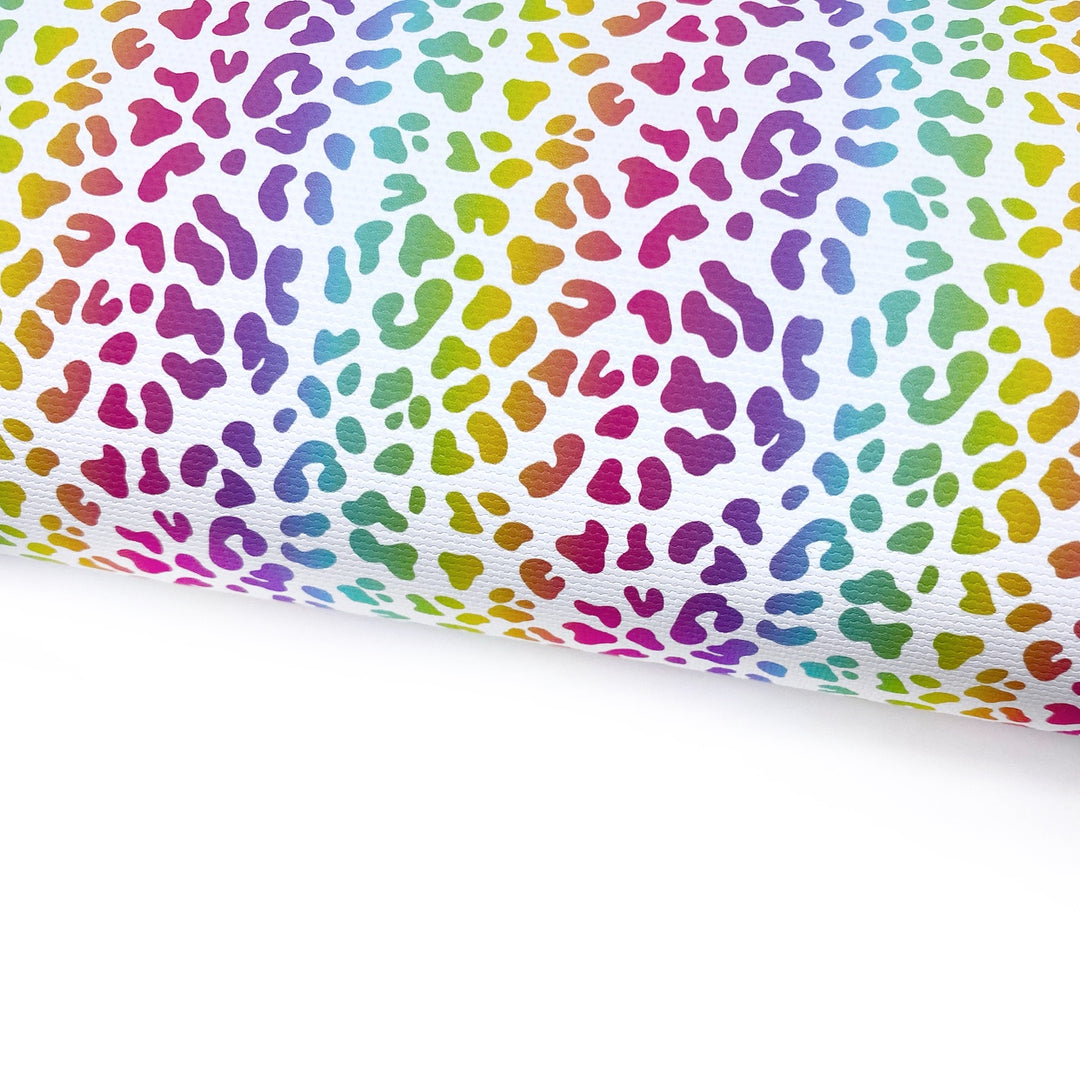 Leopard Rainbow Lux Premium Printed Bow Fabric