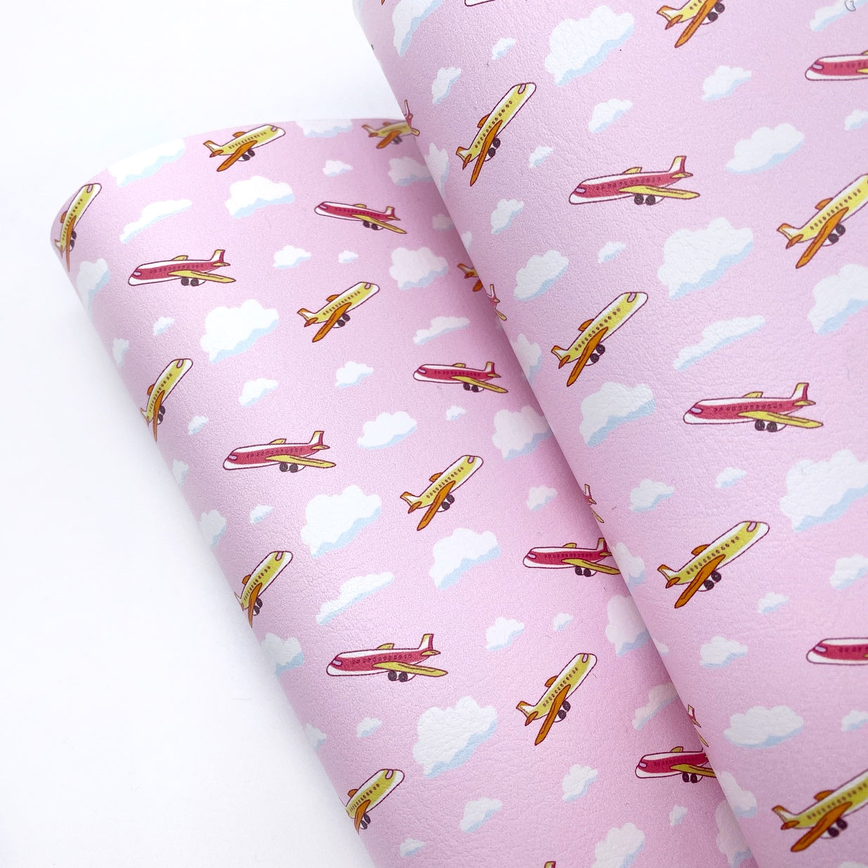 Pink Aeroplanes Premium Faux Leather Fabric Sheets
