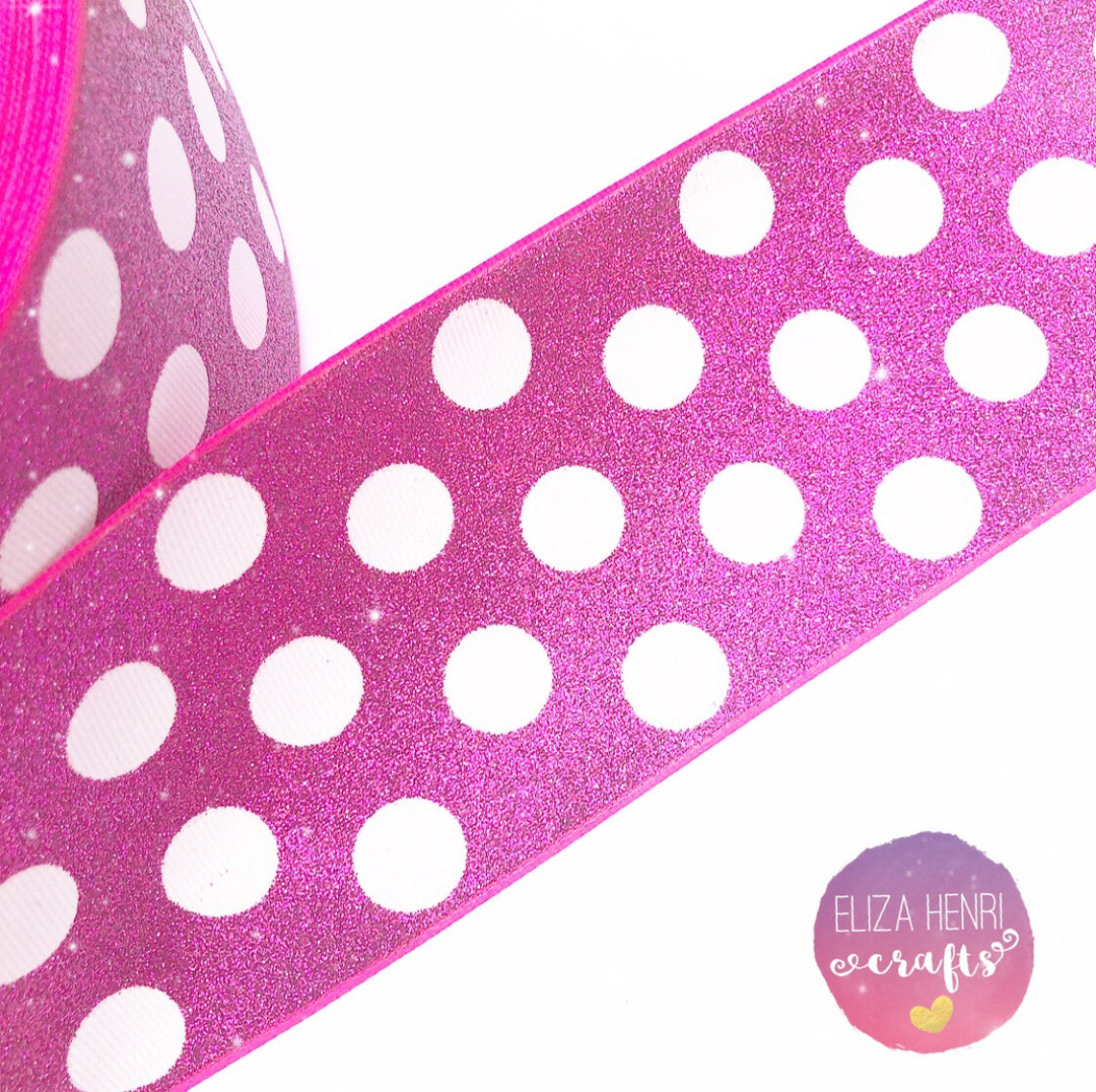 Polka dot spotty Glitter Grosgrain Ribbons 3''