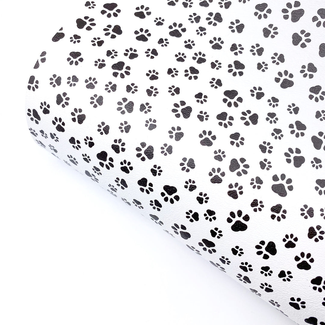 Monochrome Paws Premium Faux Leather Fabric Sheets