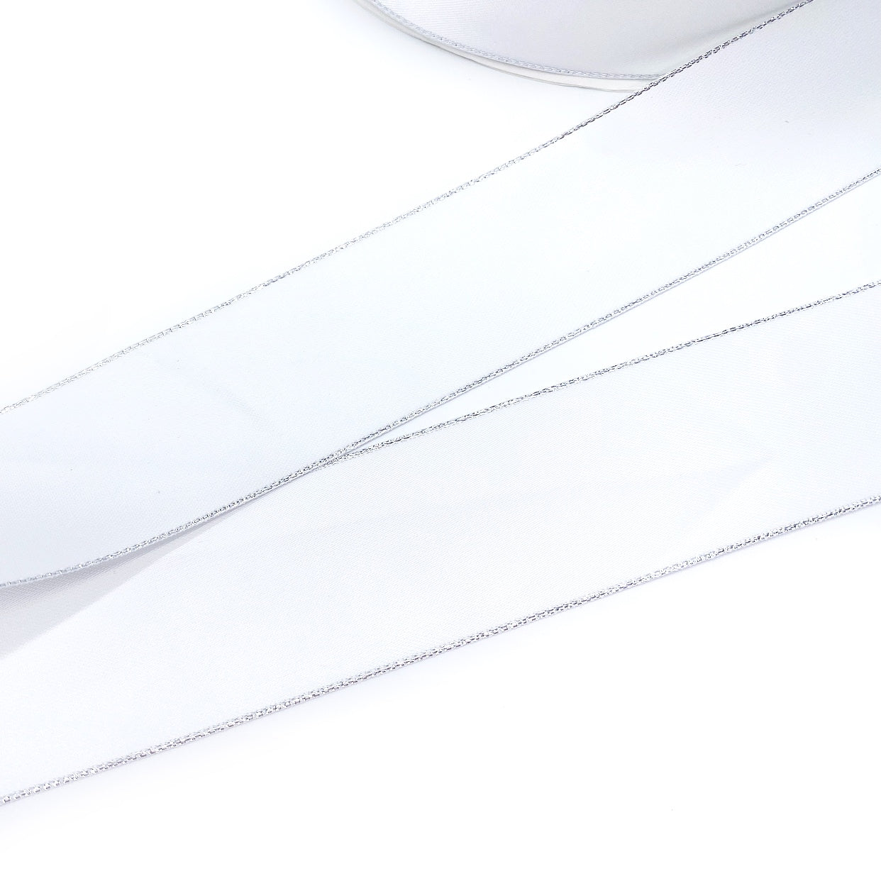 Luxury Sparkle Silver Edged Satin Ribbon 1.5''