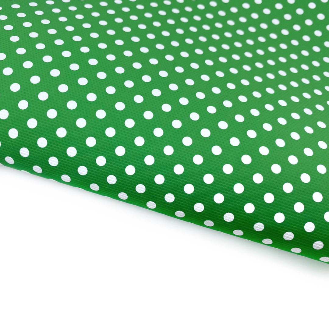 Polka Dot Green Lux Premium Printed Bow Fabrics