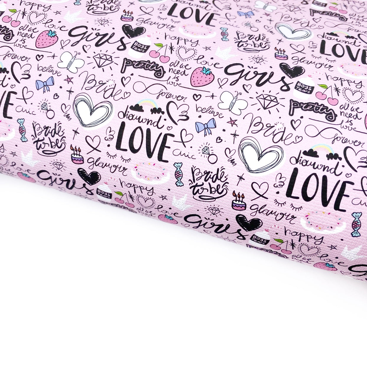 All things Bridal Pink Lux Premium Printed Bow Fabric
