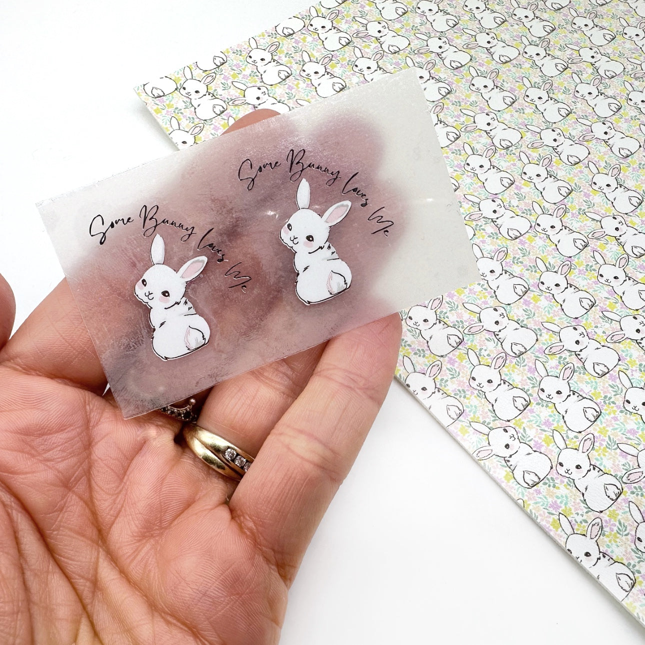 Some Bunny Loves me DTF Mini Bow Transfers- SET of 2
