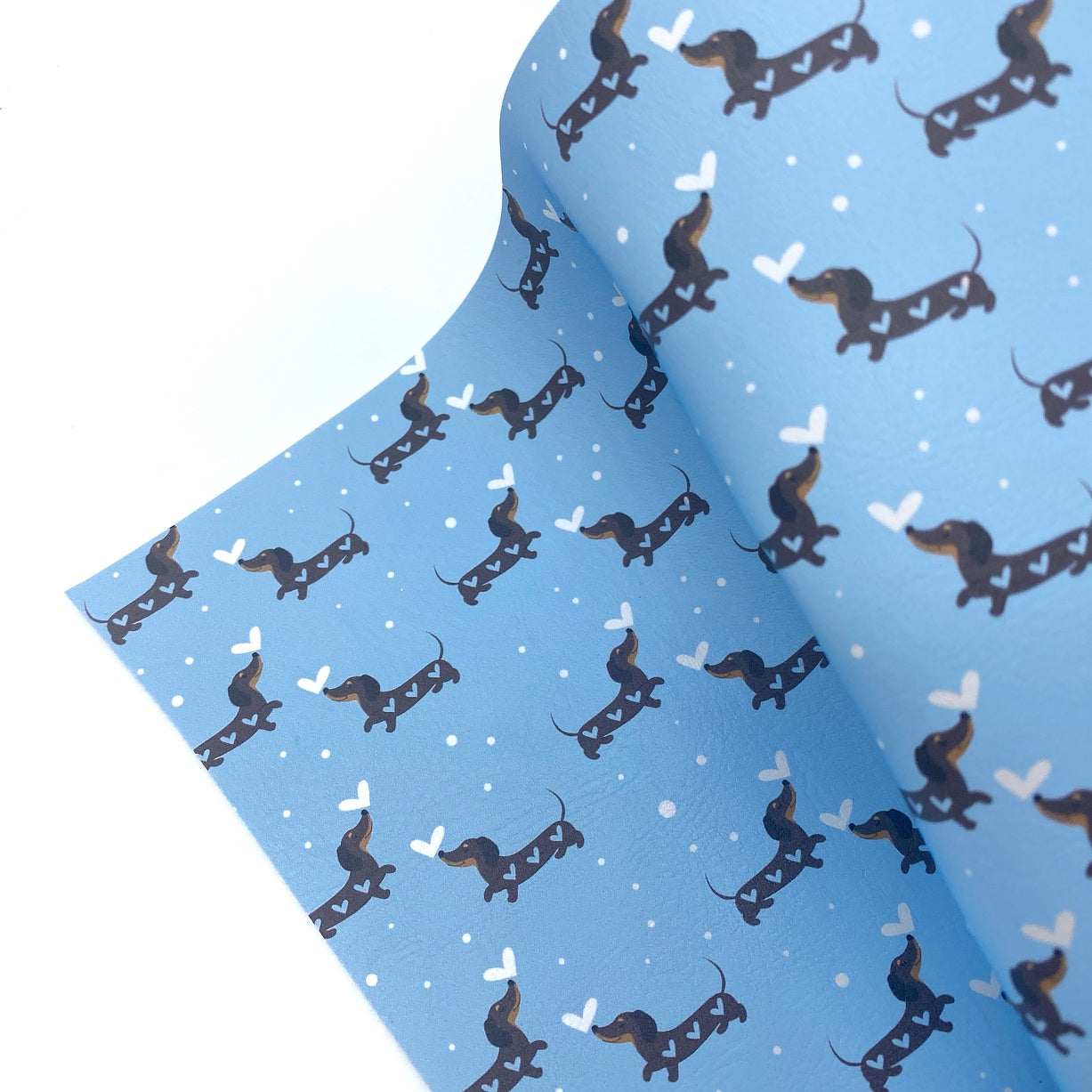 Blue Sausage Dogs Premium Faux Leather Fabric Sheets
