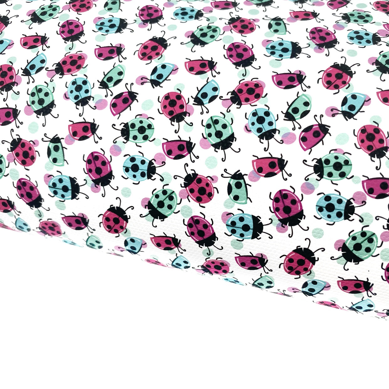 Colourful Ladybugs Lux Premium Printed Bow Fabric