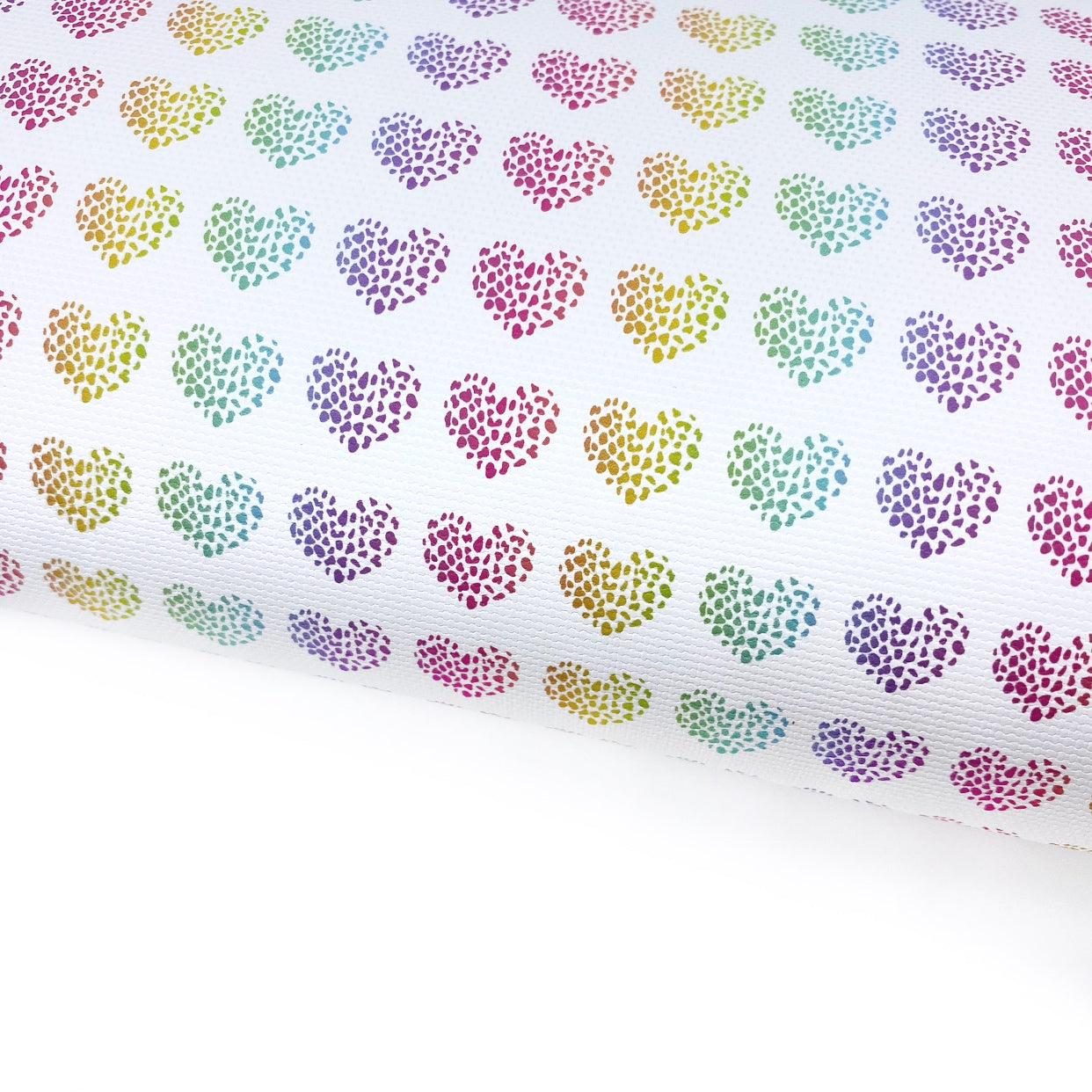 Rainbow Leopard Heart Lux Premium Printed Bow Fabric
