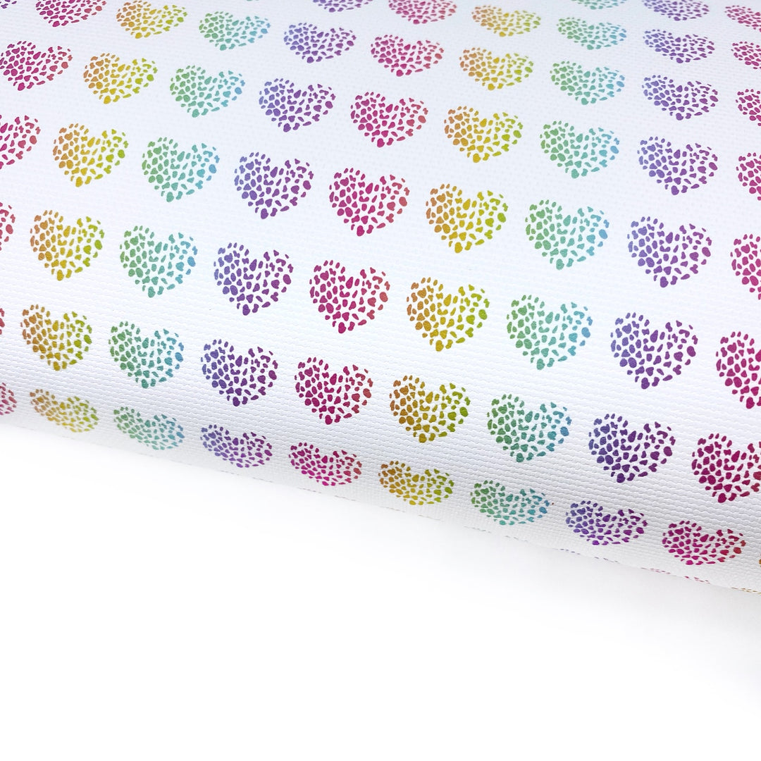 Rainbow Leopard Heart Lux Premium Printed Bow Fabric