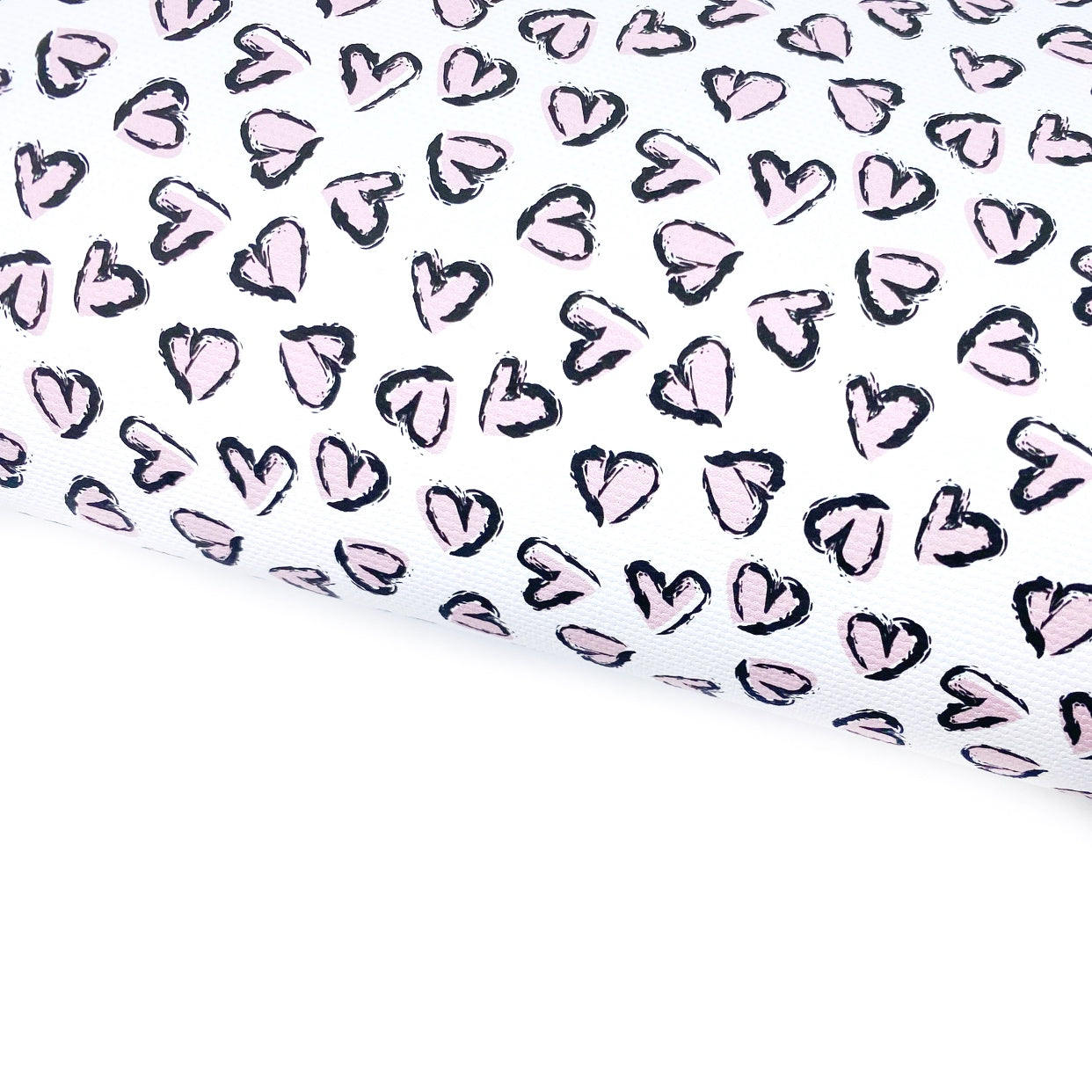 Black & White Leopard Love Hearts Lux Premium Printed Bow Fabric